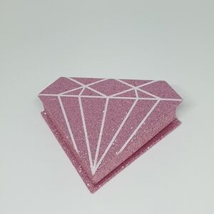 Rose Pink Glitter Diamond-Shaped Eyelash Storage Box